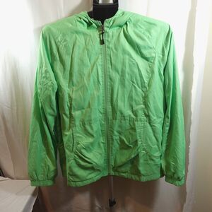 Vtg Womens Mint Pullover Jacket Wind Breaker Zip  Pockets Lime Green Mint